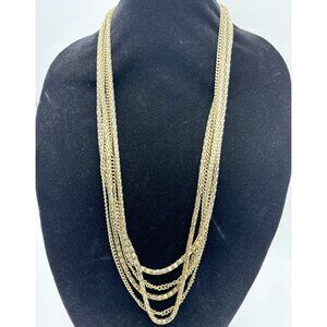 Jennifer Lopez-JLo Two Style Chains Multi Strand Silver Tone Signed Necklace